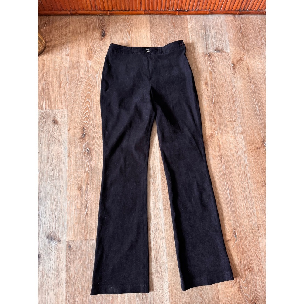 Vintage Black Flare Trousers High Rise Bootcut Buckle Detail Pants Size‎ 26
